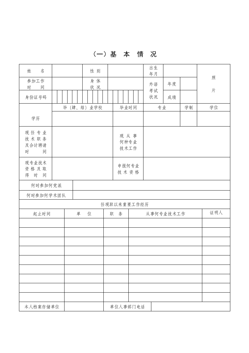 专业技术资格审批表样本