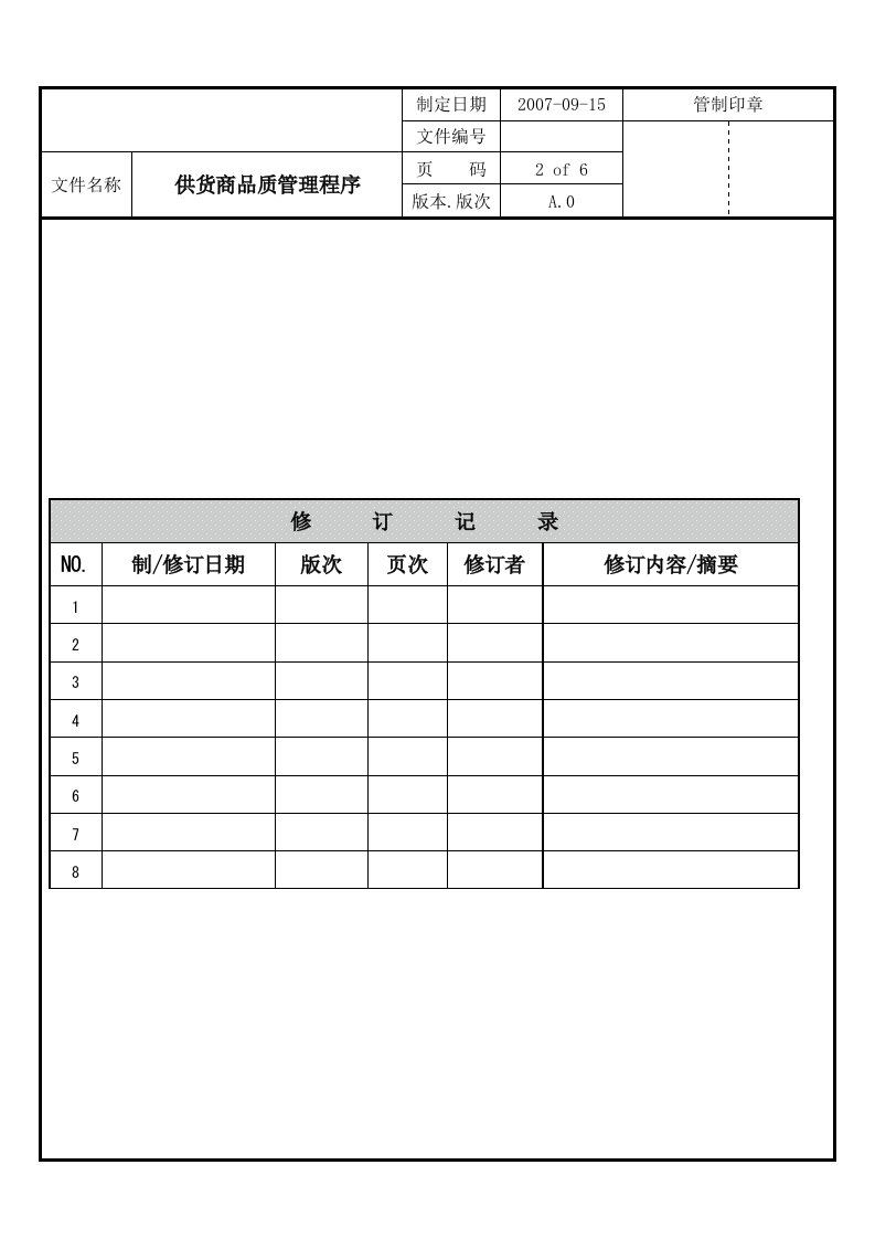 供货商品质管理程序概述