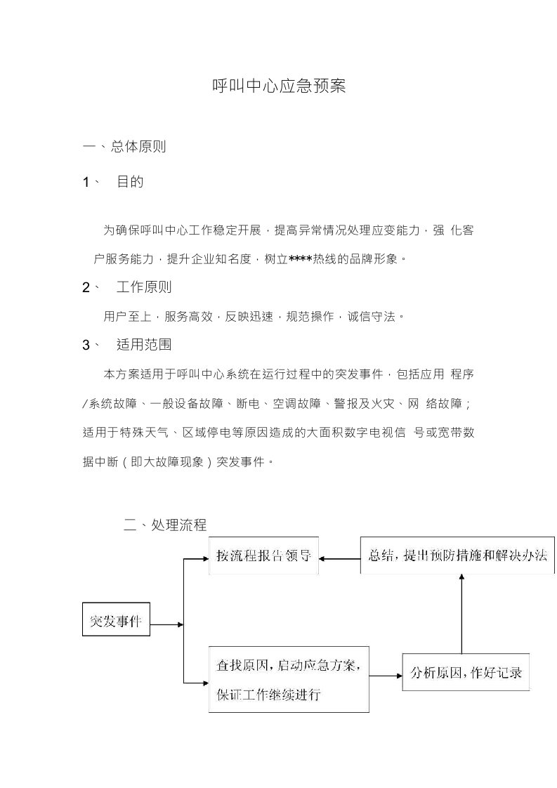 呼叫中心应急预案