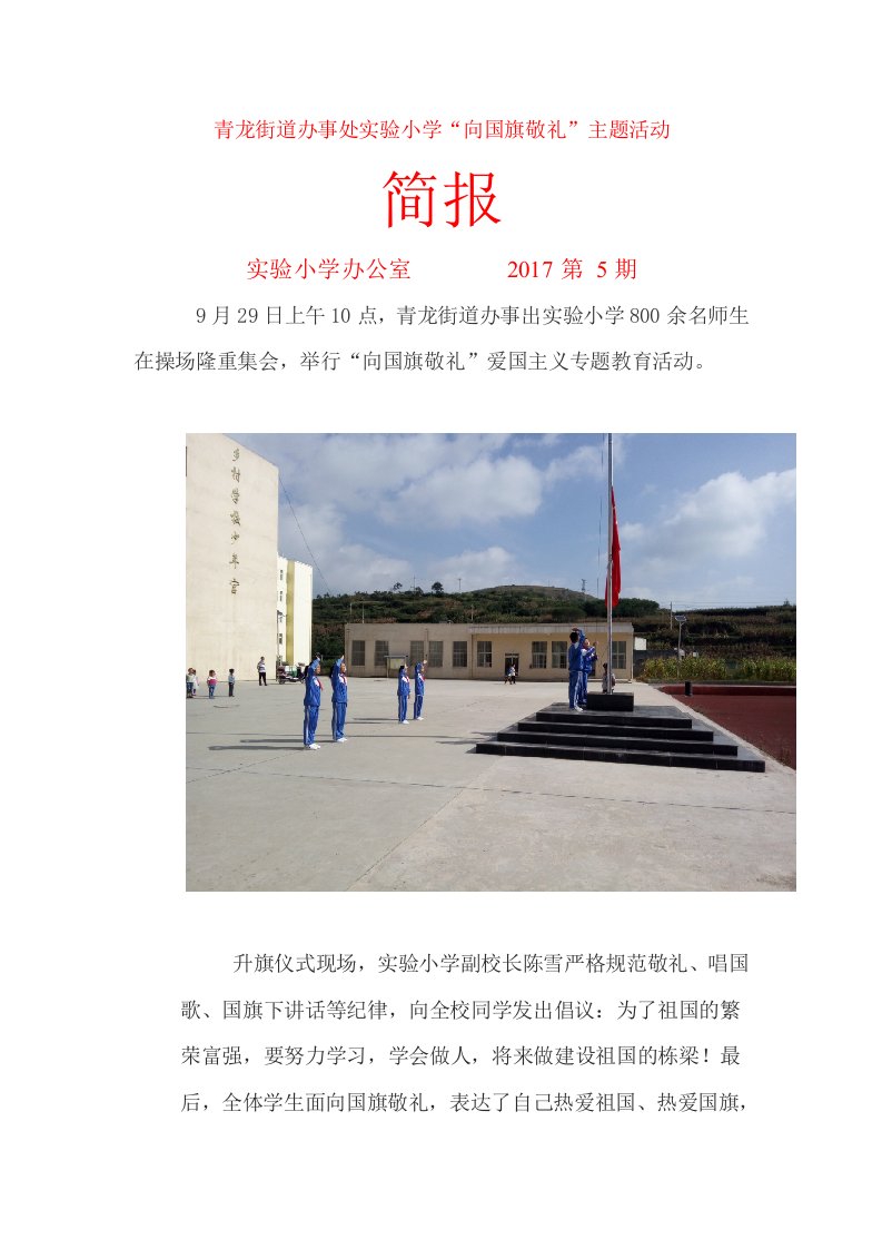 实验小学向国旗敬礼简报