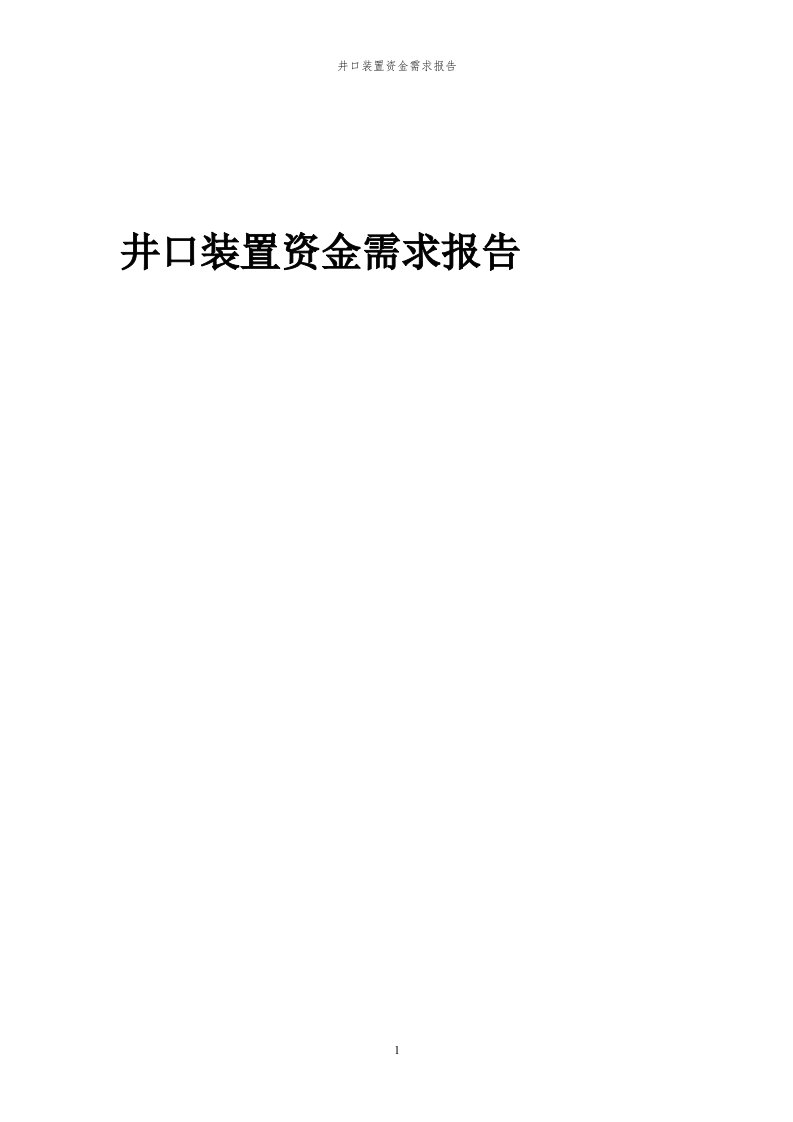 2024年井口装置项目资金需求报告代可行性研究报告