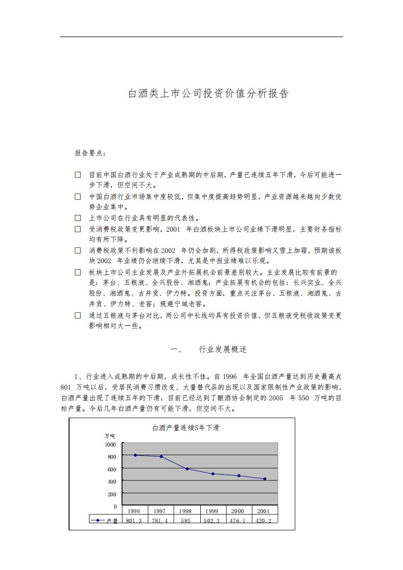 中国白酒行业市场投资价值分析报告