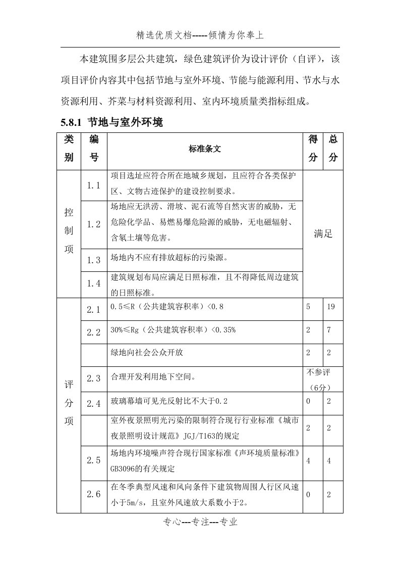 绿色建筑评价标准评分表样板(共9页)