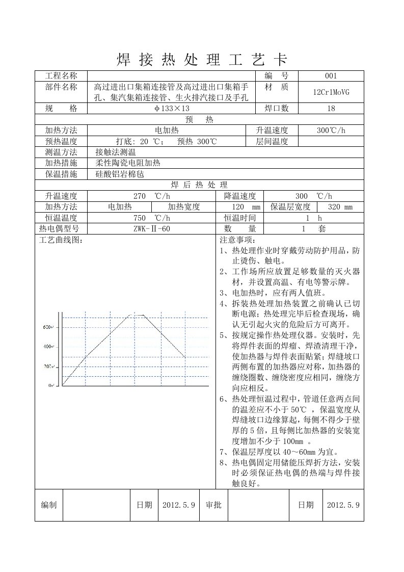 锅炉焊接热处理工艺卡