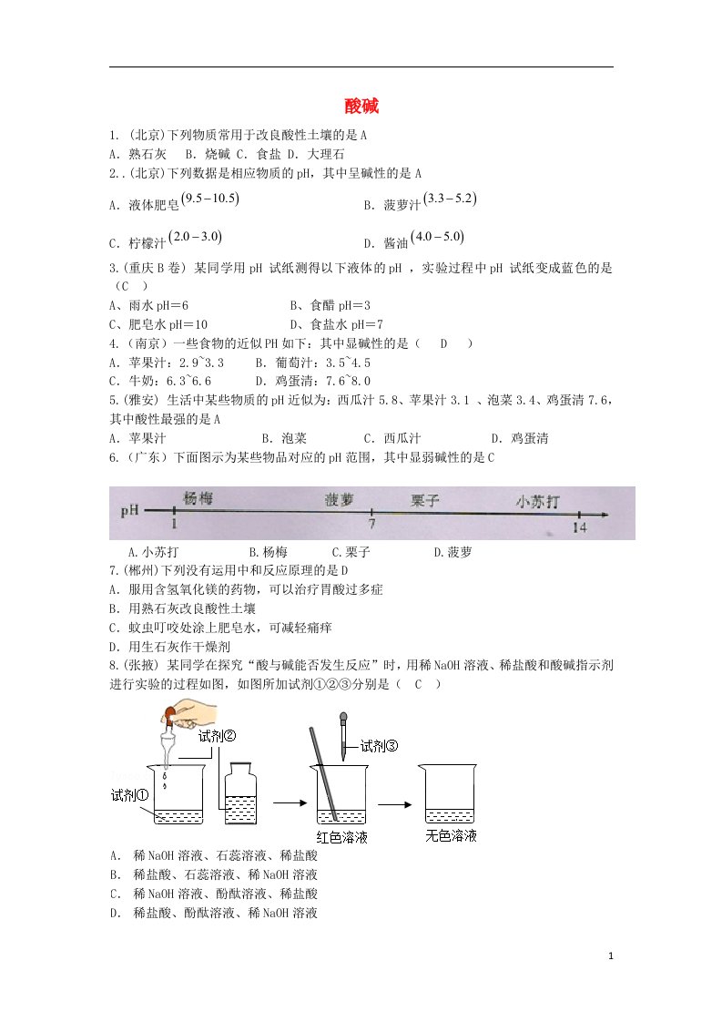 河北省沧州市献县垒头中学中考化学一轮专题复习