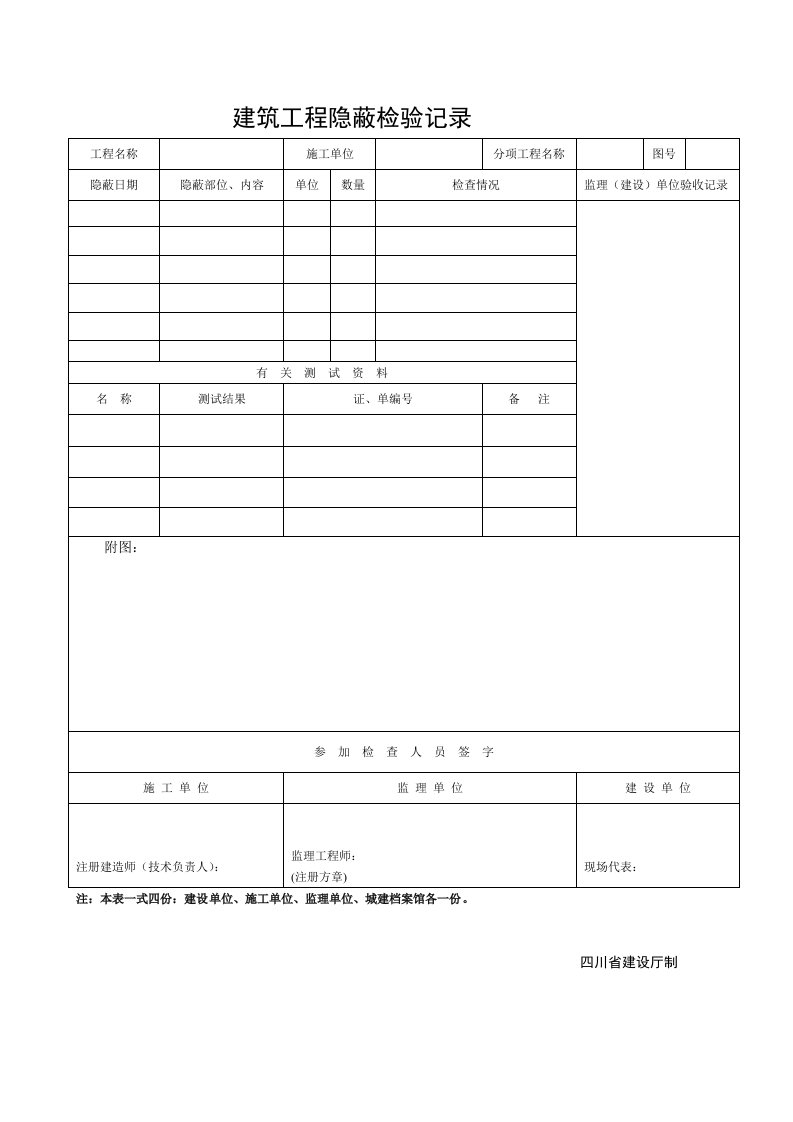 建筑工程隐蔽检验记录