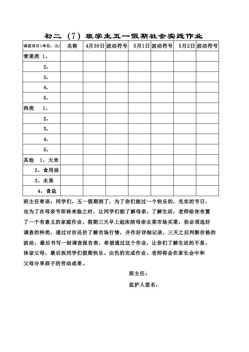 五一假期社会实践作业