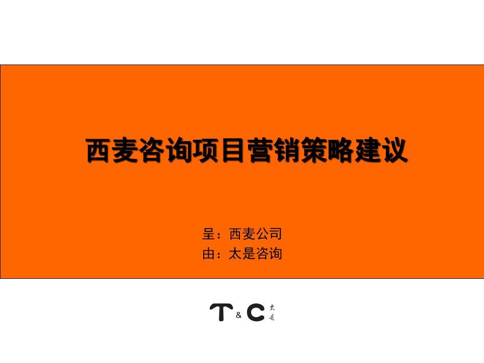 西麦咨询项目营销策略建议（PPT