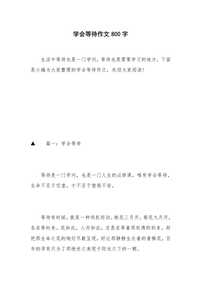 学会等待作文800字