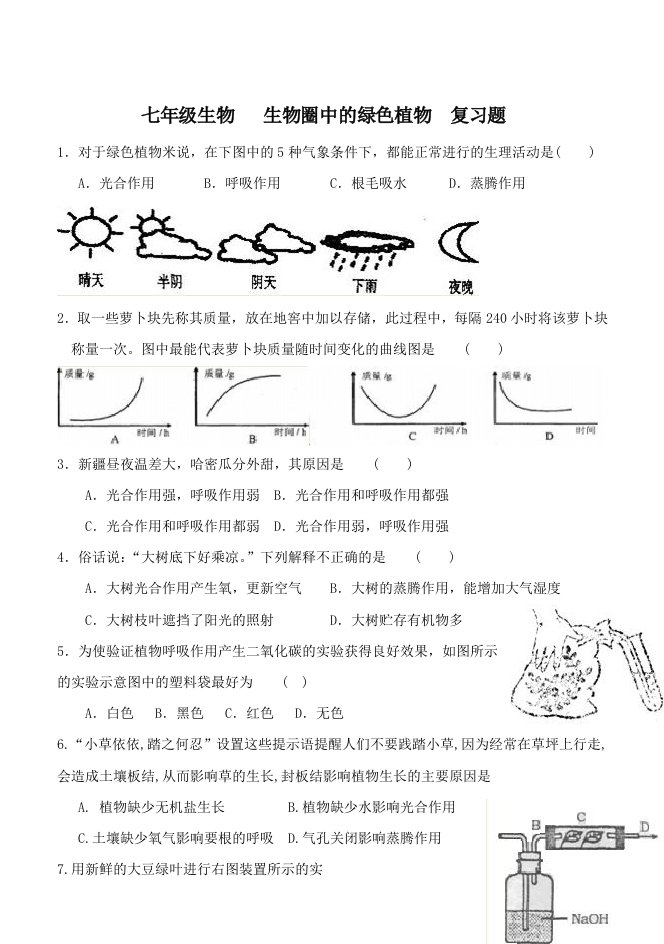 生物圈中的绿色植物