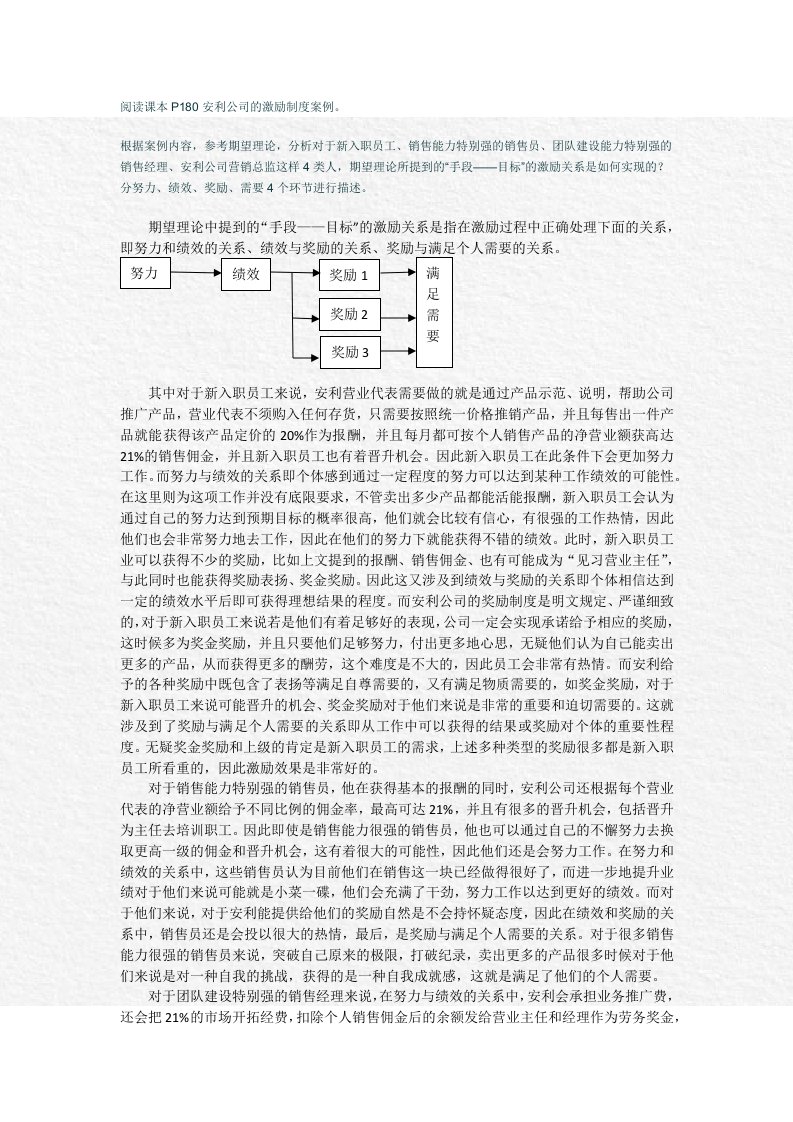 安利公司激励制度案例