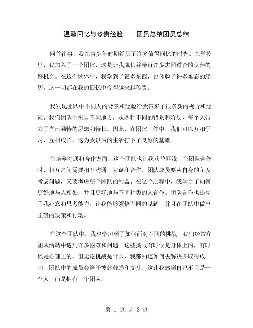 温馨回忆与珍贵经验——团员总结