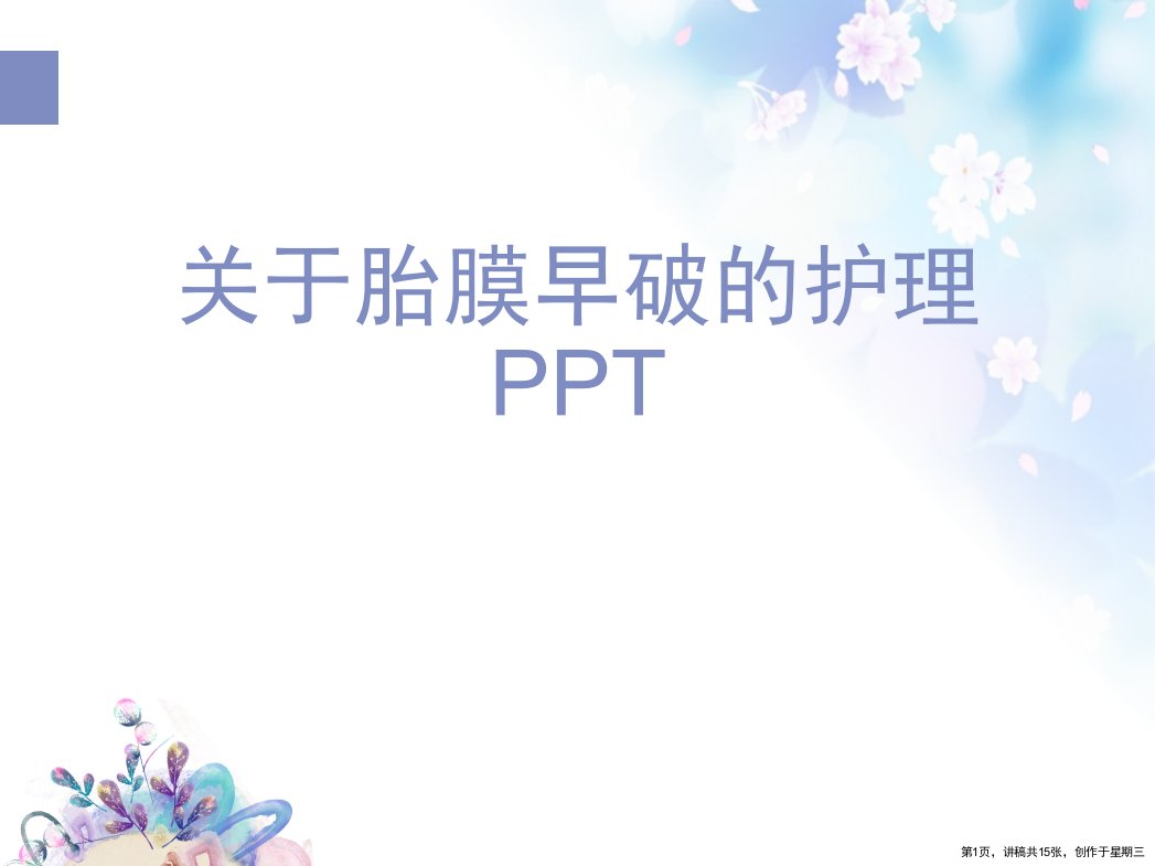 胎膜早破的护理PPT