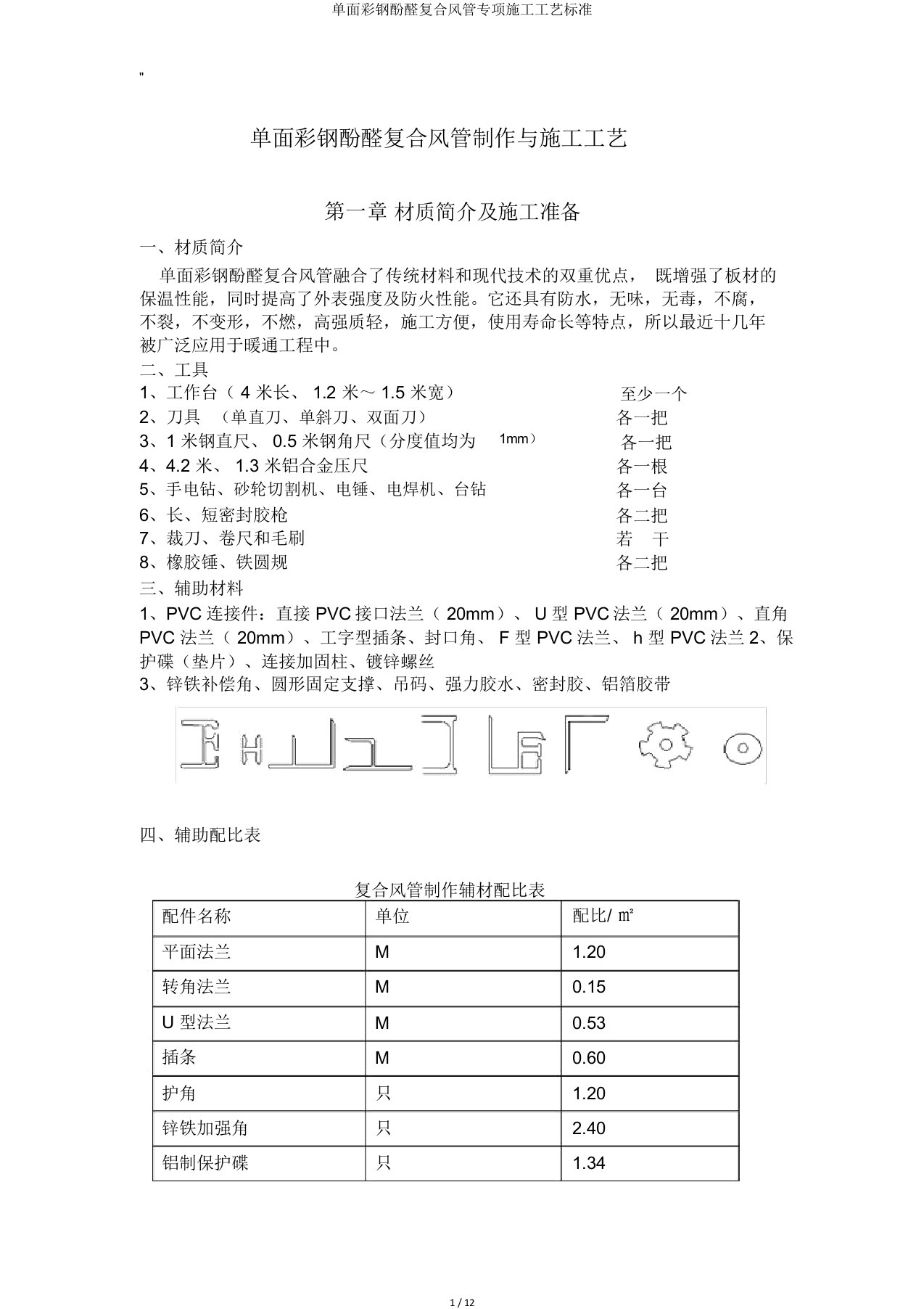 单面彩钢酚醛复合风管专项施工工艺标准