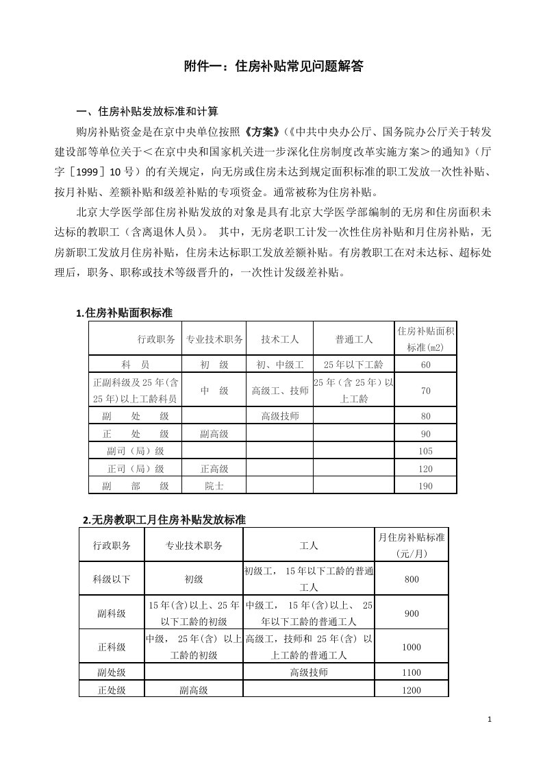 住房补贴常见问题解答-北京大学医学部