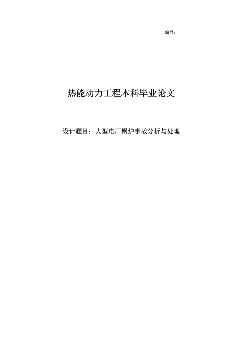 大型电厂锅炉事故分析与处理本科学位论文