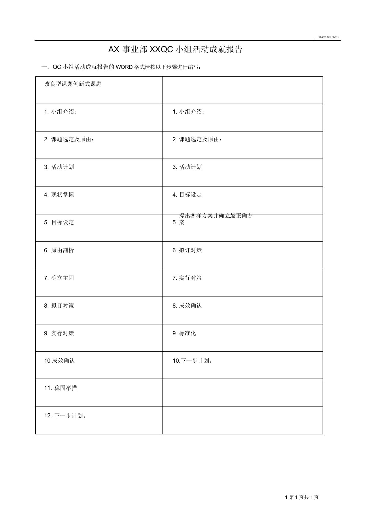 QCC报告格式