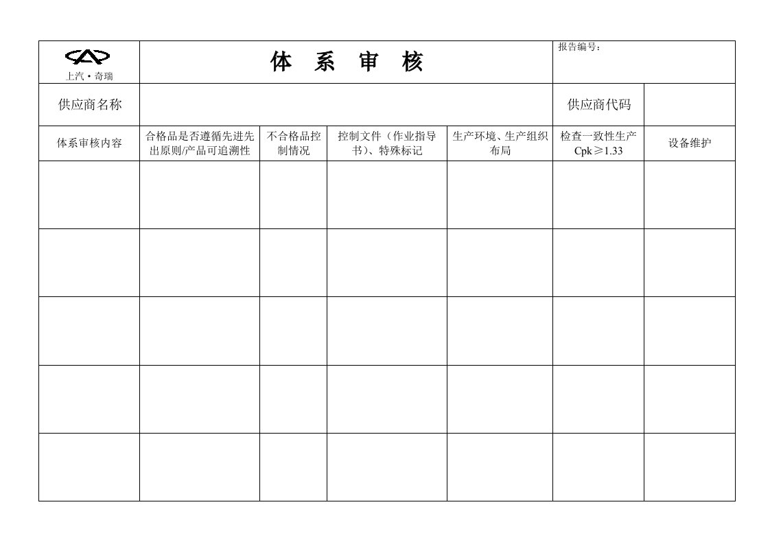 产品质量审核表格