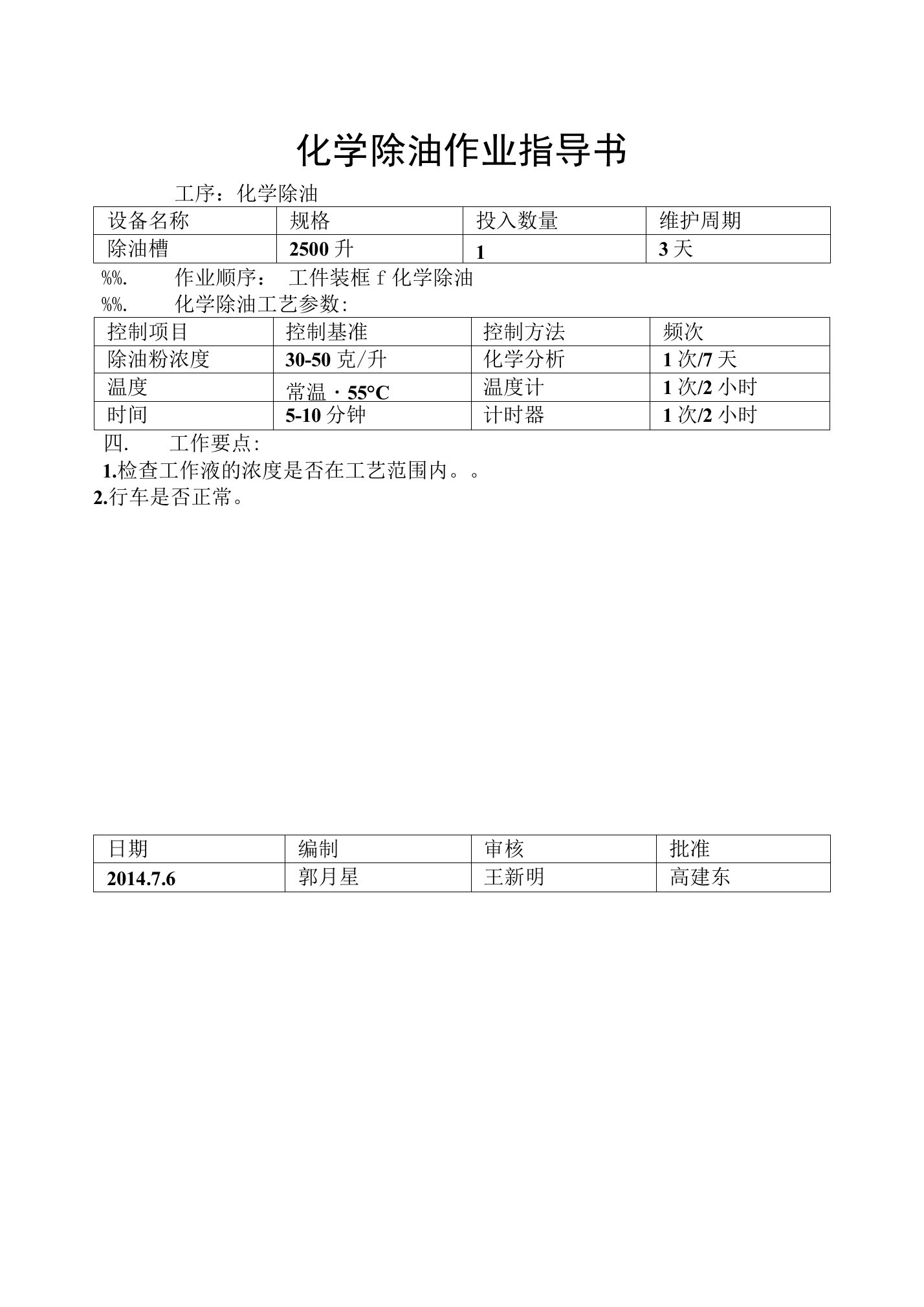 锌镍合金作业指导书