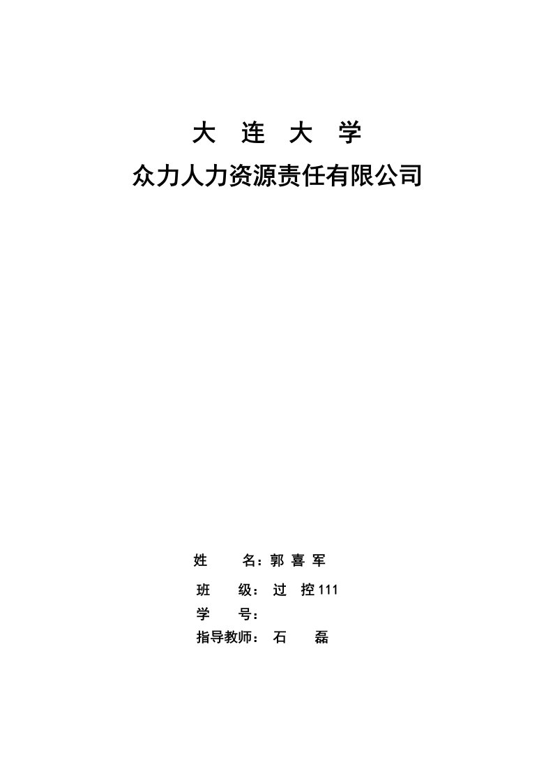 众力人力资源责任有限公司计划书