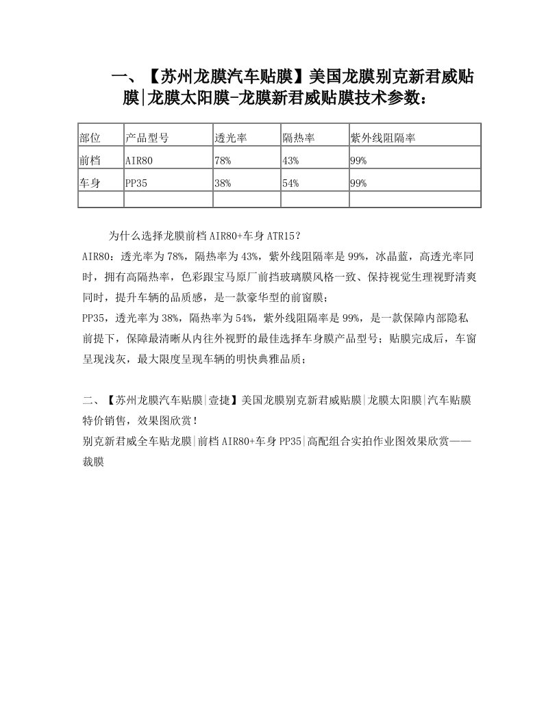 苏州新君威汽车贴膜,新君威贴膜全车贴龙膜AIR80+PP35实拍效果图欣赏