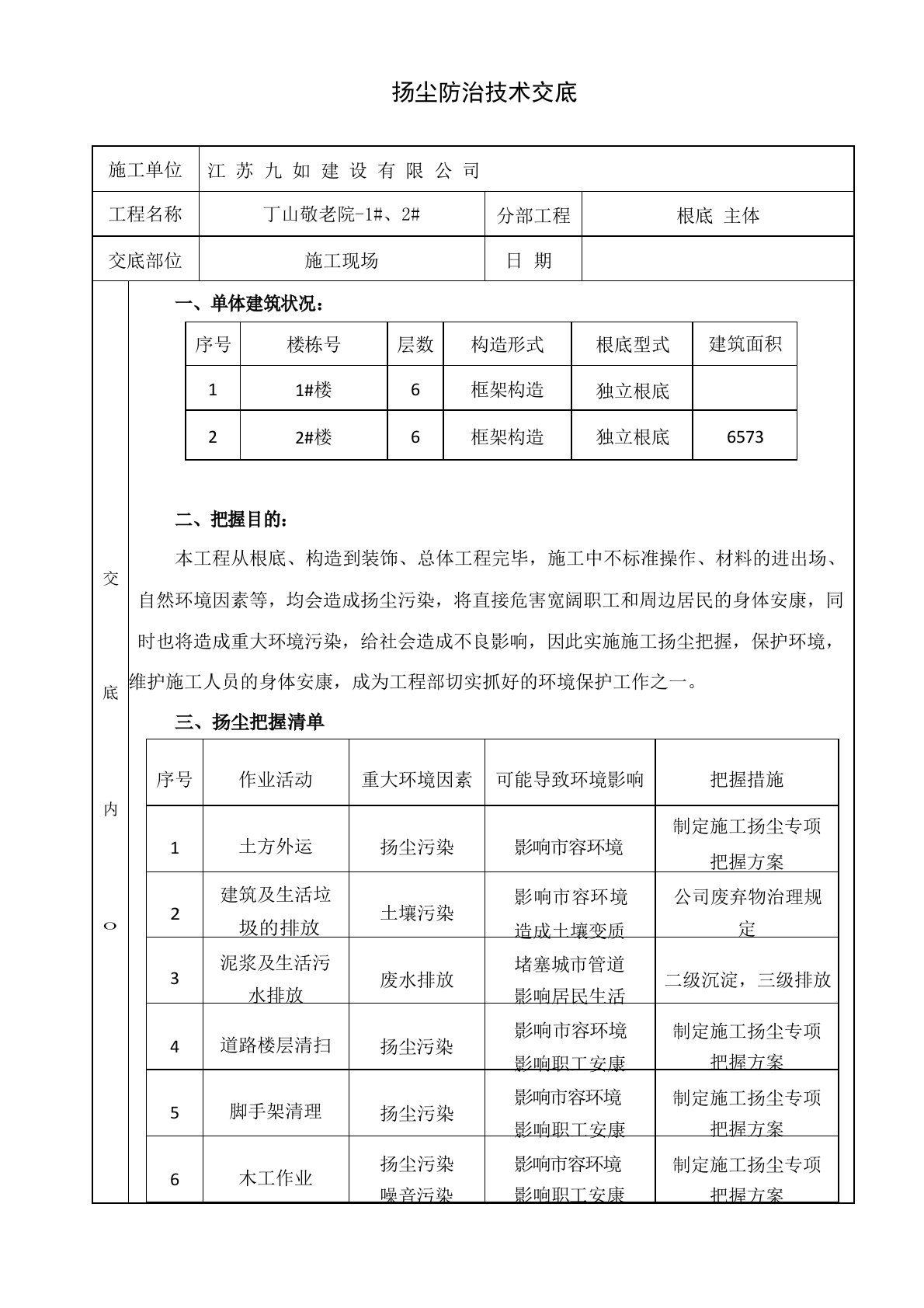 扬尘防治技术交底