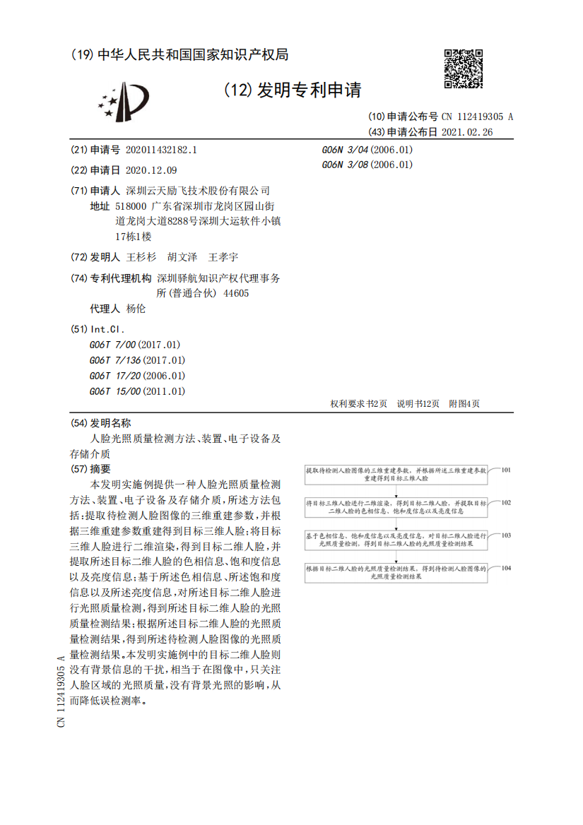 人脸光照质量检测方法、装置、电子设备及存储介质