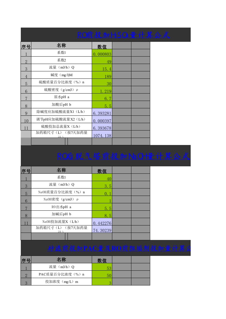 ro系统中硫酸投加量计算公式xls