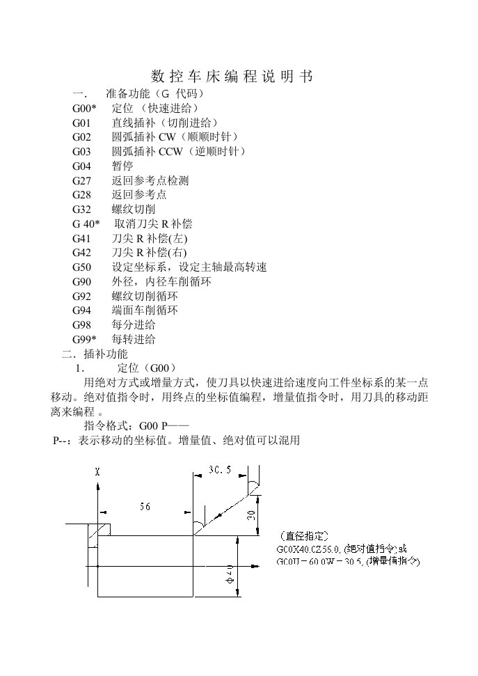 数控车床编程说明书