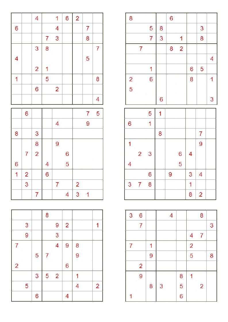 九宫格数独题目40打印版4140无答案41文件