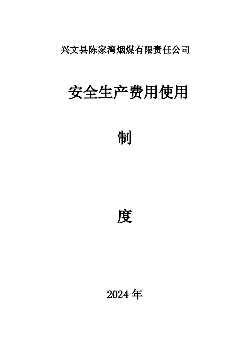 烟煤有限责任公司安全生产费用使用制度台账