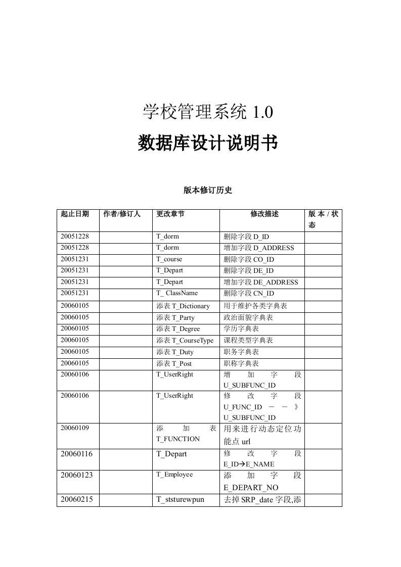 学校管理系统数据库设计说明书