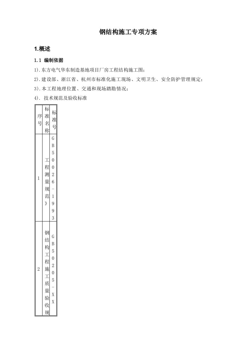 杭州新能源钢结构施工专项方案