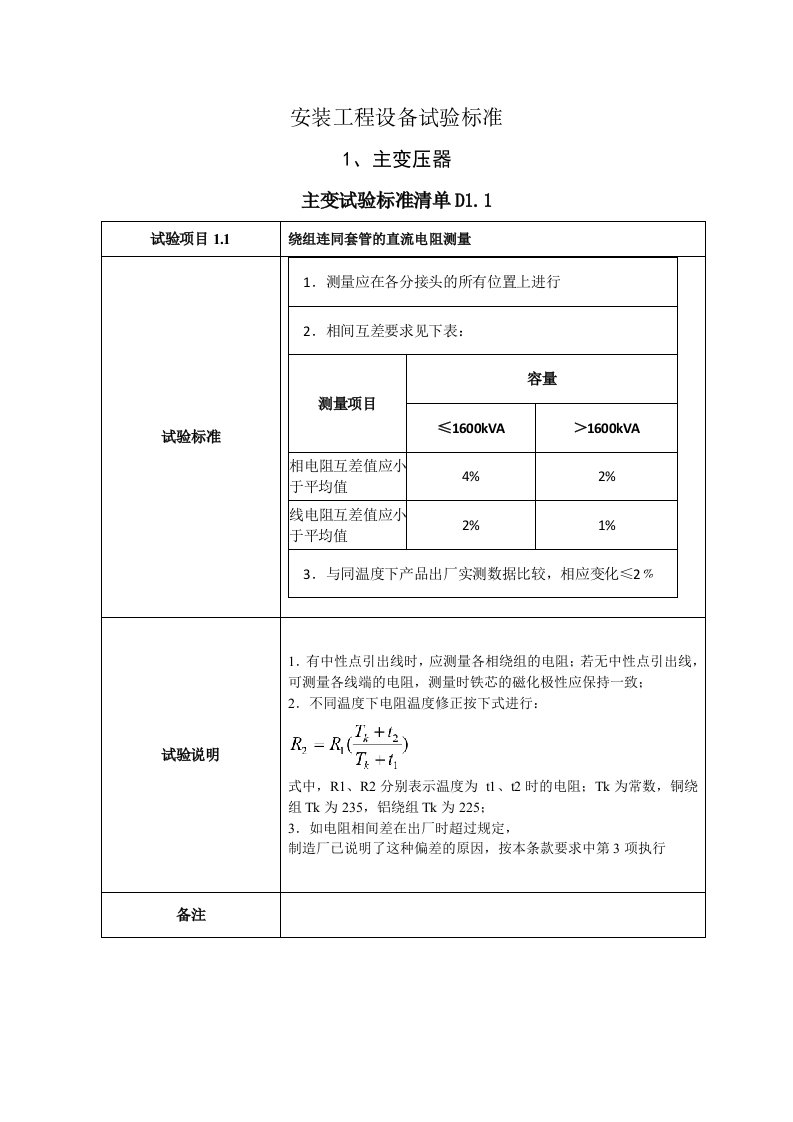 2-1安装工程设备试验标准