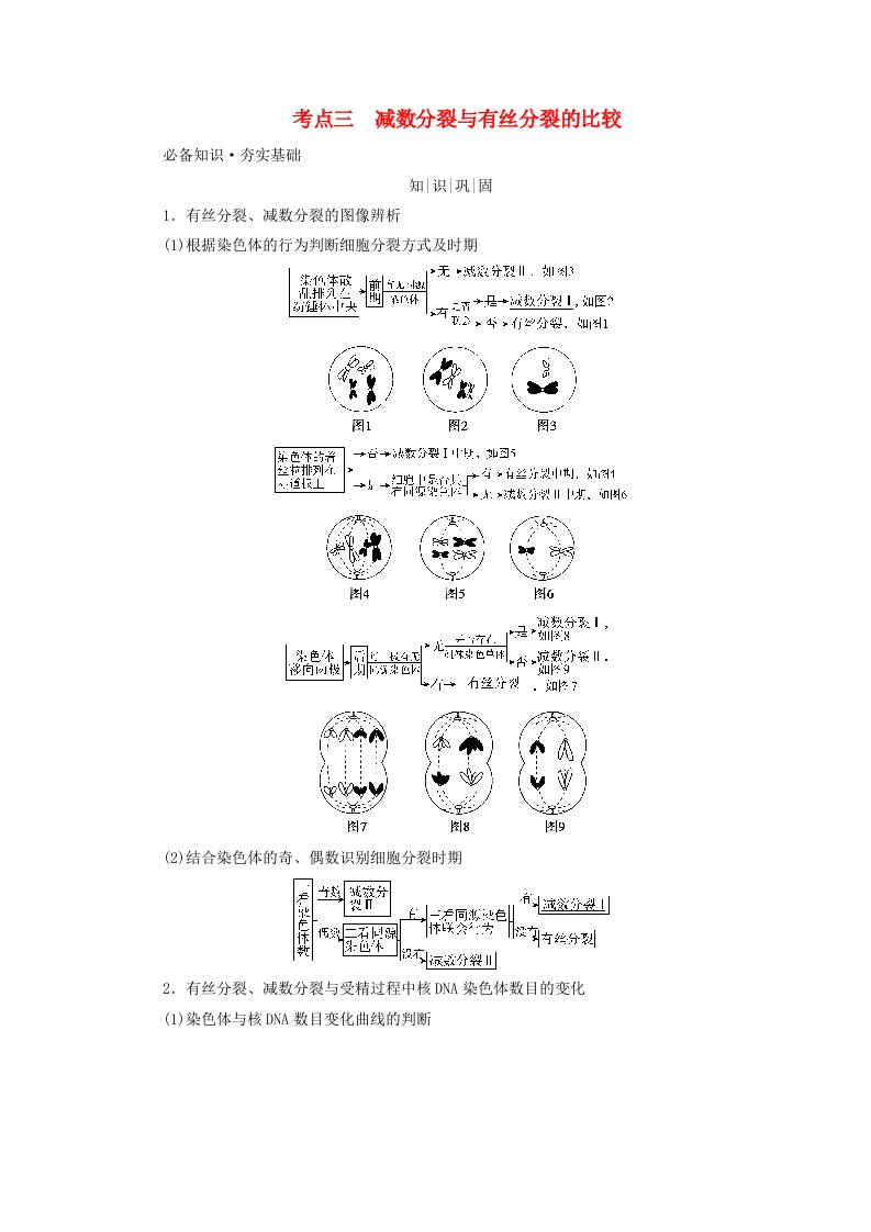 2025版高考生物一轮总复习教师用书必修1第4单元细胞的生命历程第2讲细胞的减数分裂和受精作用考点三减数分裂与有丝分裂的比较