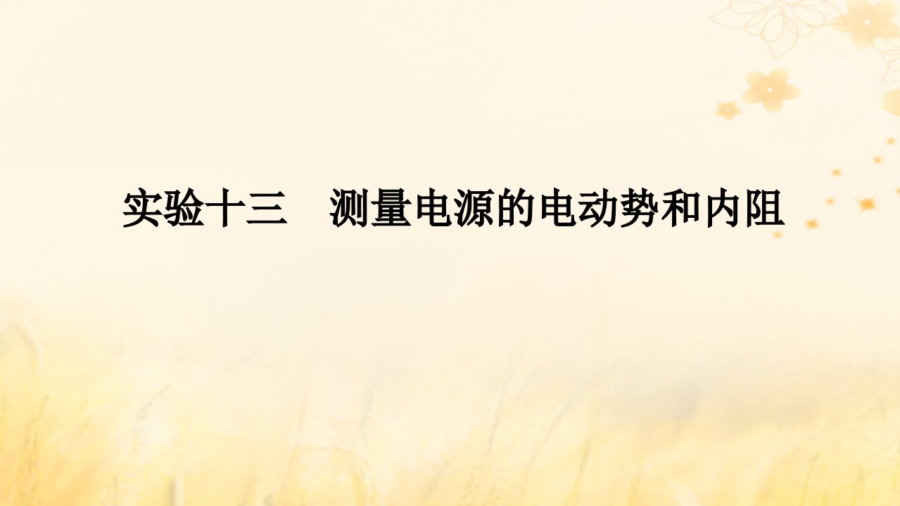 2025版高考物理全程一轮复习第十章电路及其应用电能实验十三测量电源的电动势和内阻课件