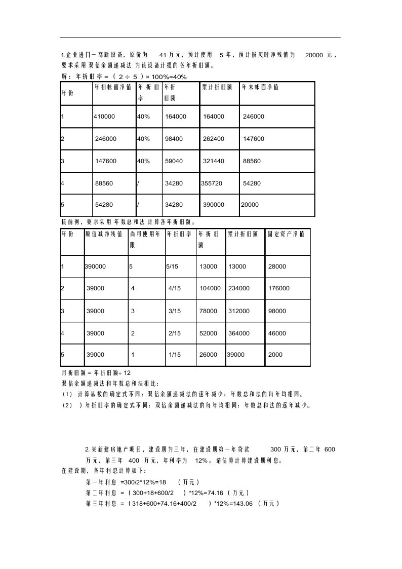 工程经济学复习重点计算题