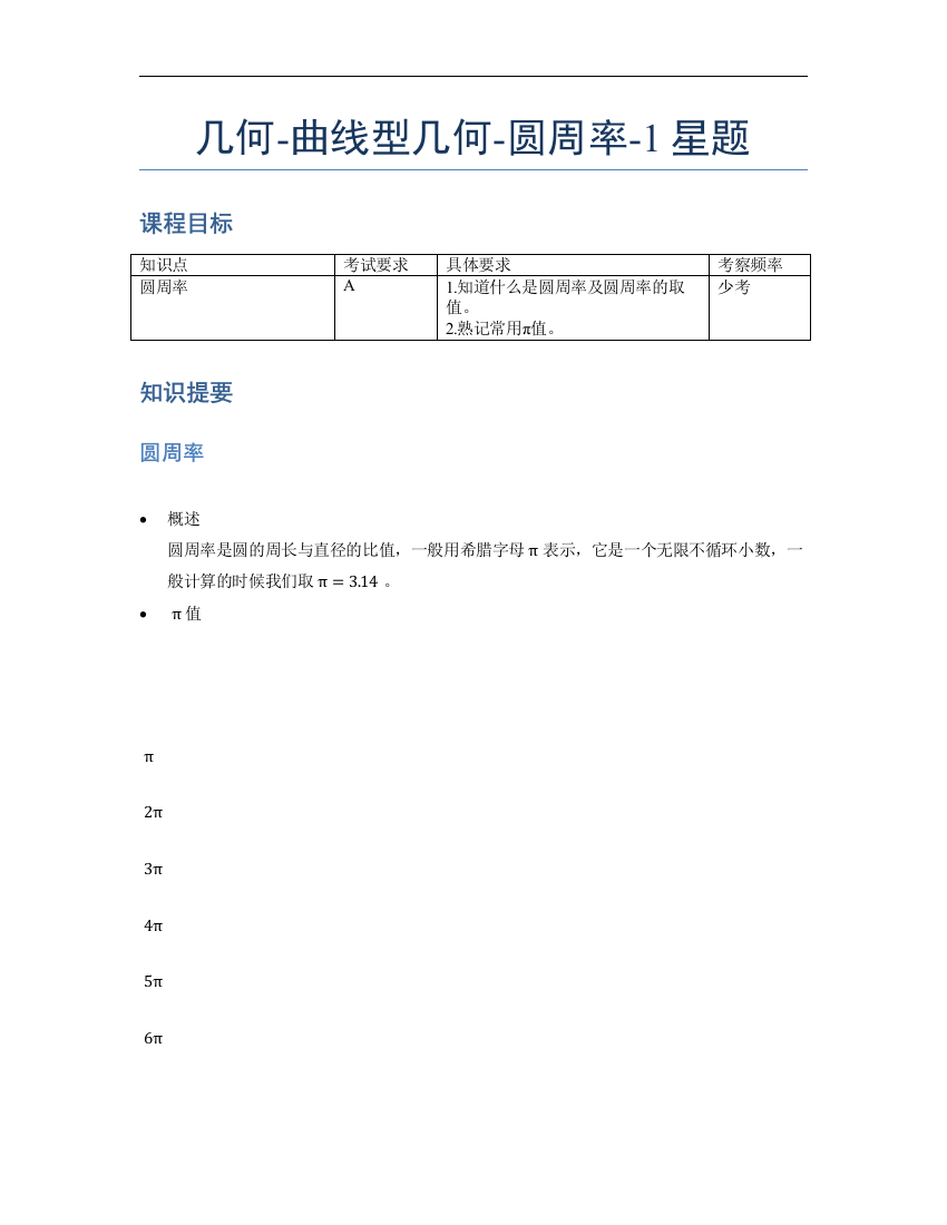 小学数学母题专项训练《几何》-曲线型-圆周率-1星题（含解析）全国通用版