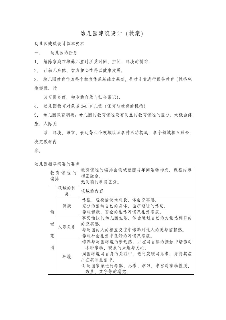 最新幼儿园建筑设计及任务书终稿