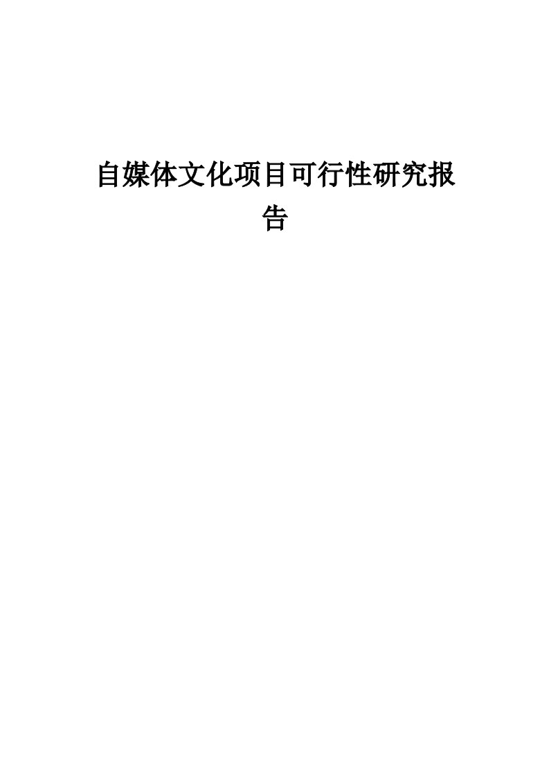 2024年自媒体文化项目可行性研究报告