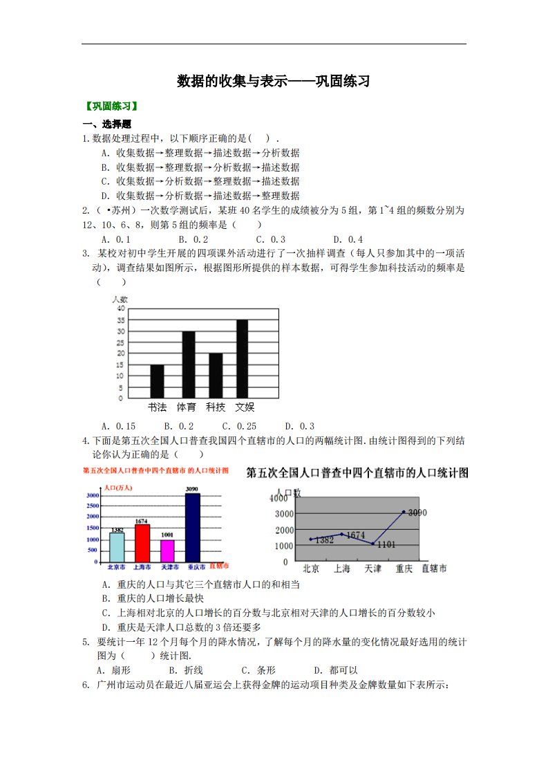 数据的收集与表示——巩固练习