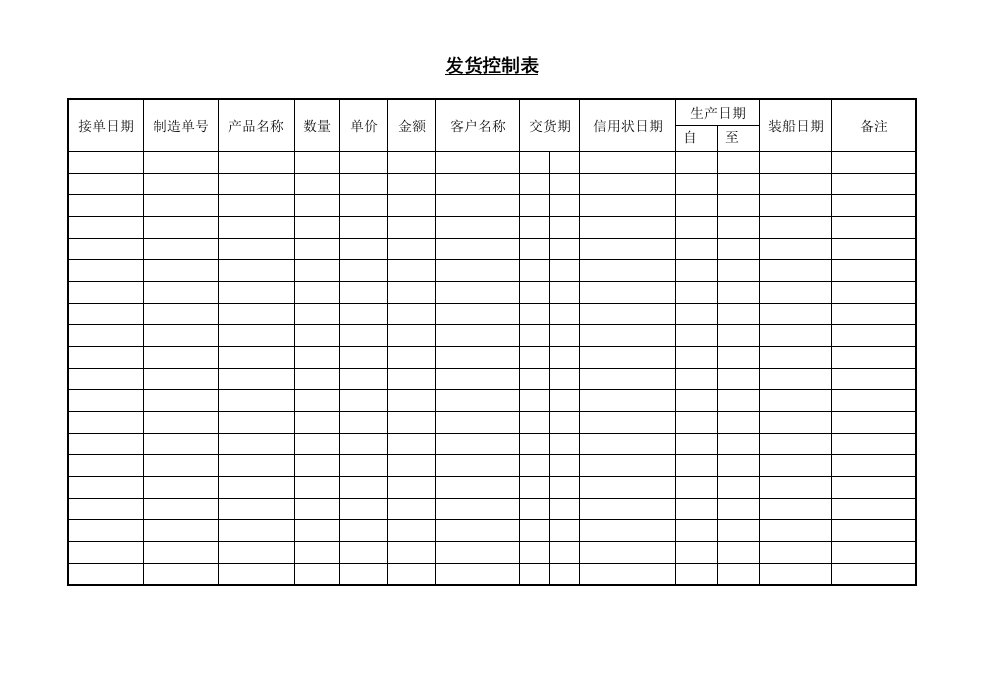 公司发货控制表单