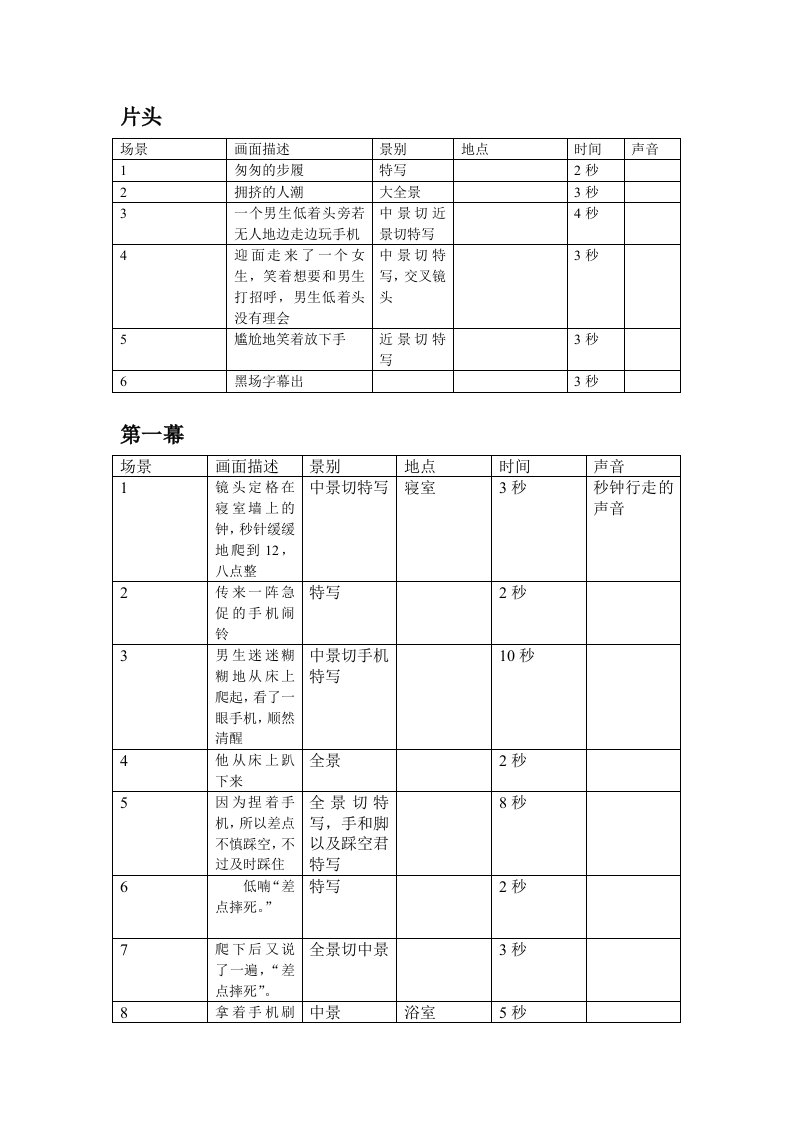 微电影脚本