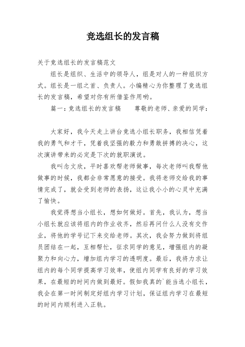 竞选组长的发言稿_6