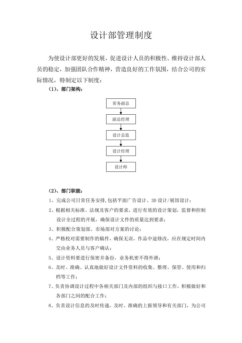 设计部管理制度修改后