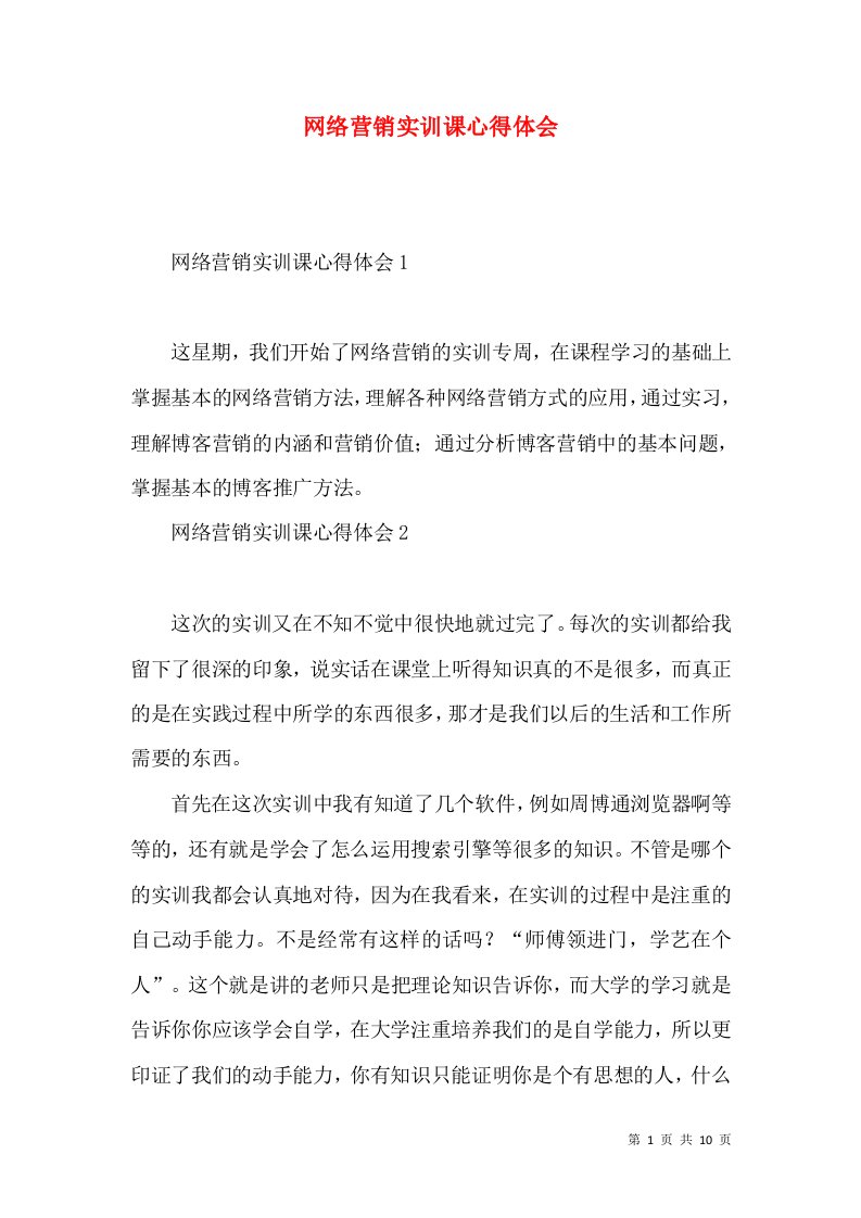 网络营销实训课心得体会