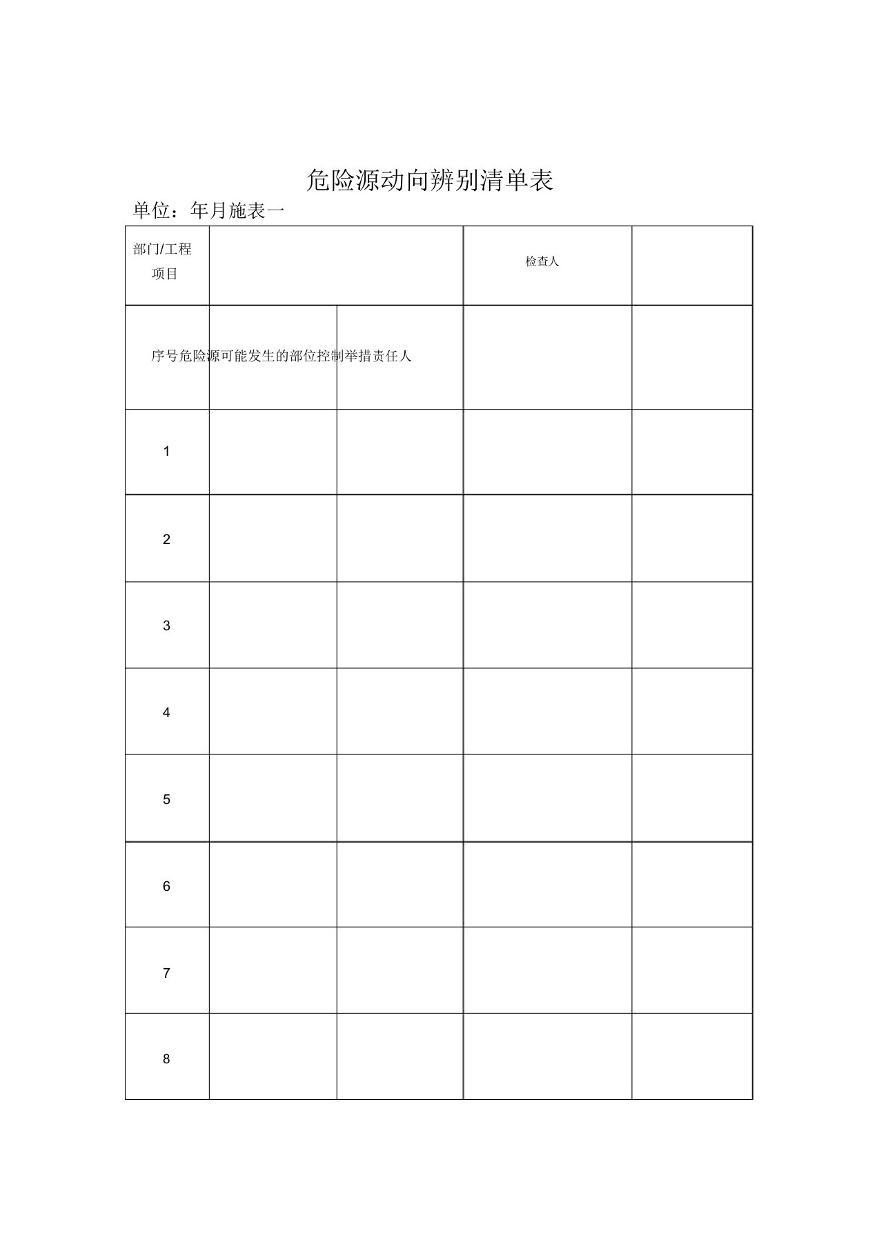 冷库制冷施工安全标准化管理台帐表格