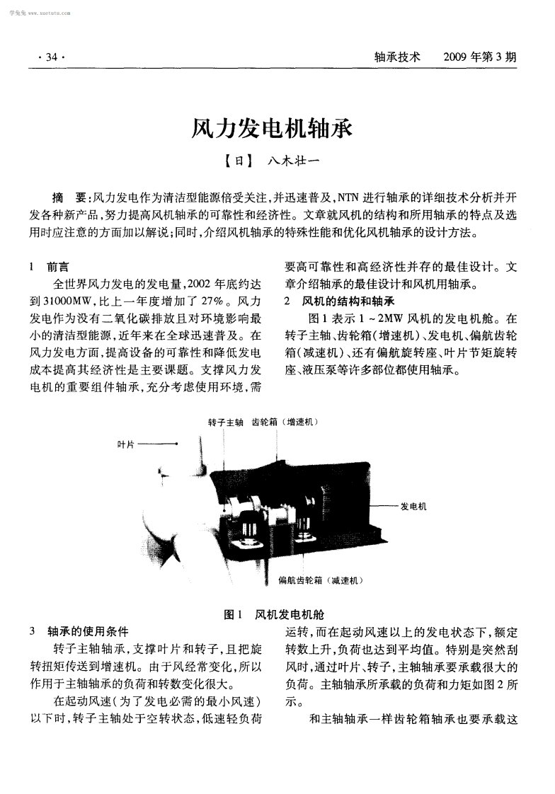 风力发电机轴承