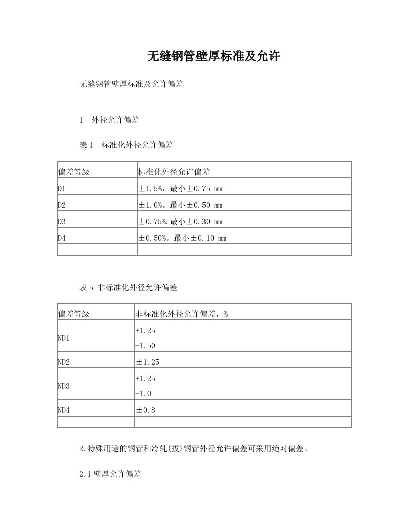 无缝钢管变差表