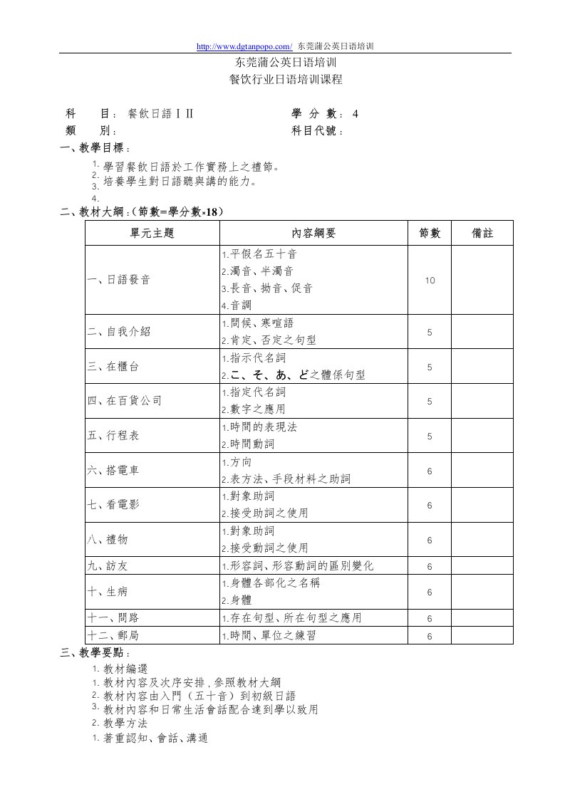 东莞蒲公英日语培训餐饮行业日语培训课程